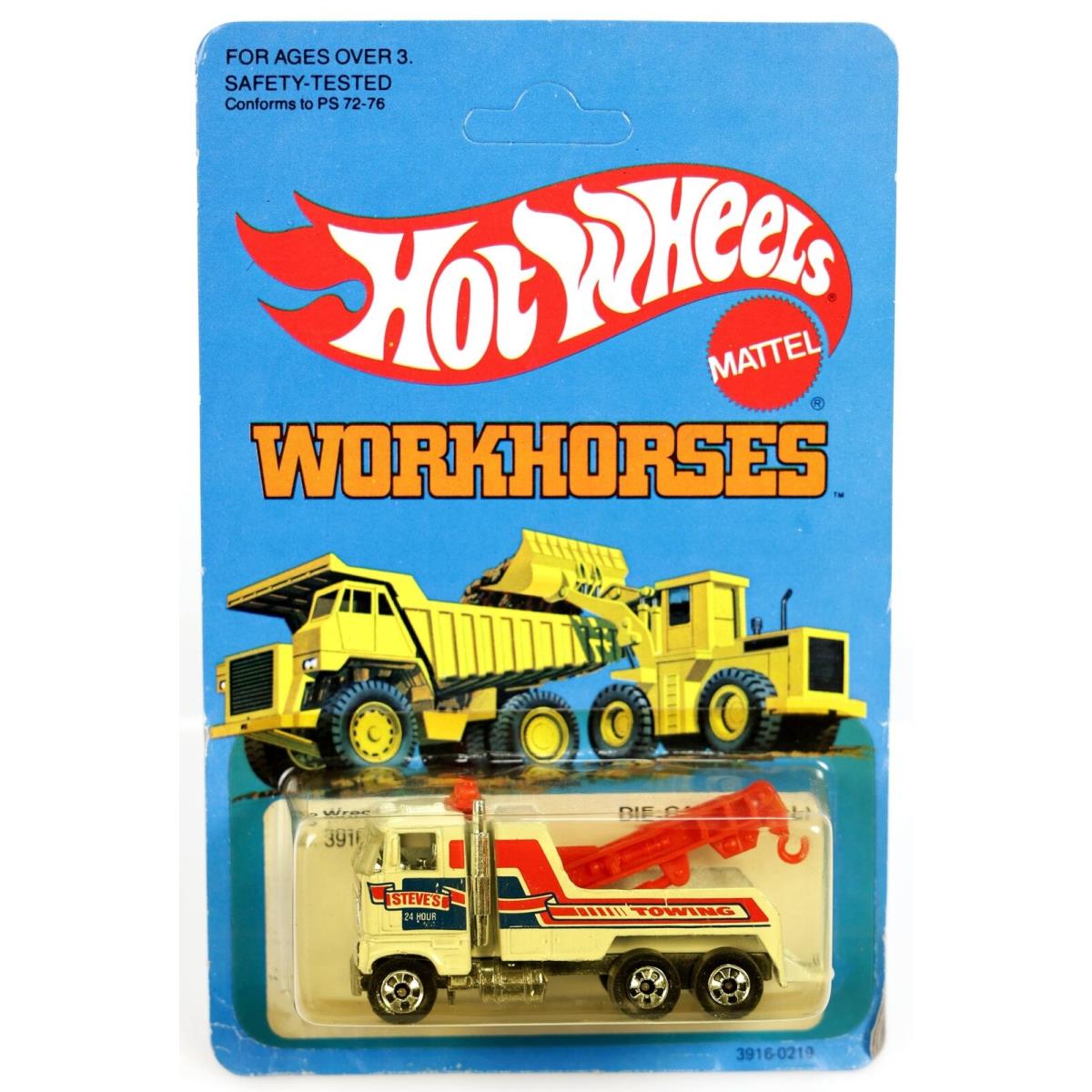 Vintage Hot Wheels Rig Wrecker Workhorses 3916 Nrfp 1981 White 1:64 W/protecto