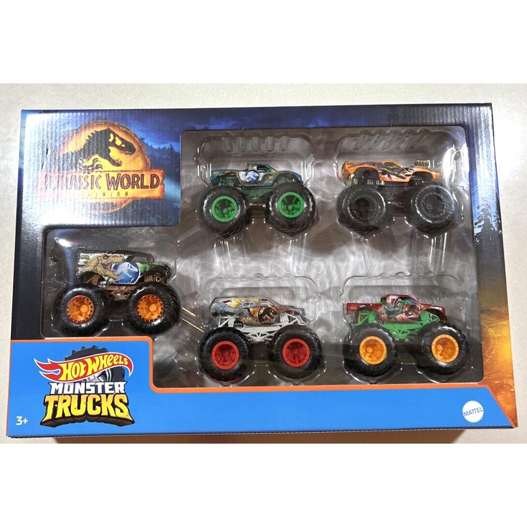 2022 Jurassic World Dominion X Hot Wheels Monster Trucks 5 Truck Pack Vhtf