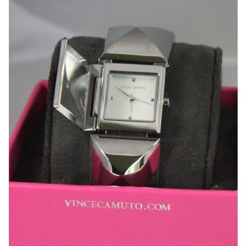 Vince Camuto VC/5027SVSV Lady`s Silver-tone Covered Pyramid Bracelet Watch
