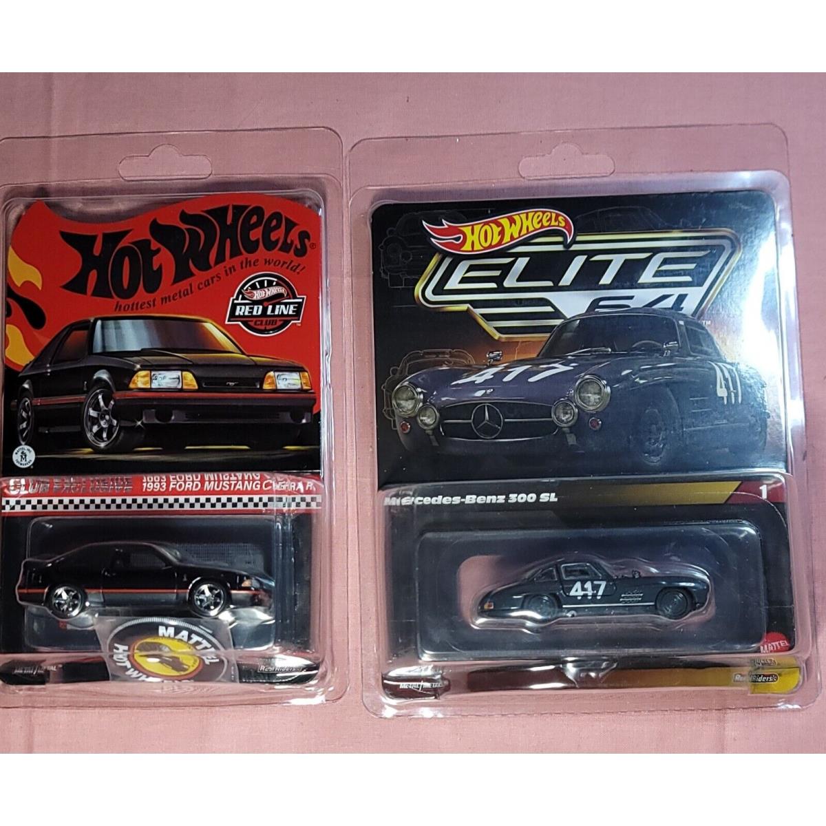 Hot Wheels Redline Rlc `93 Ford Mustang Cobra R + Elite Series 64 Mercedes 300SL