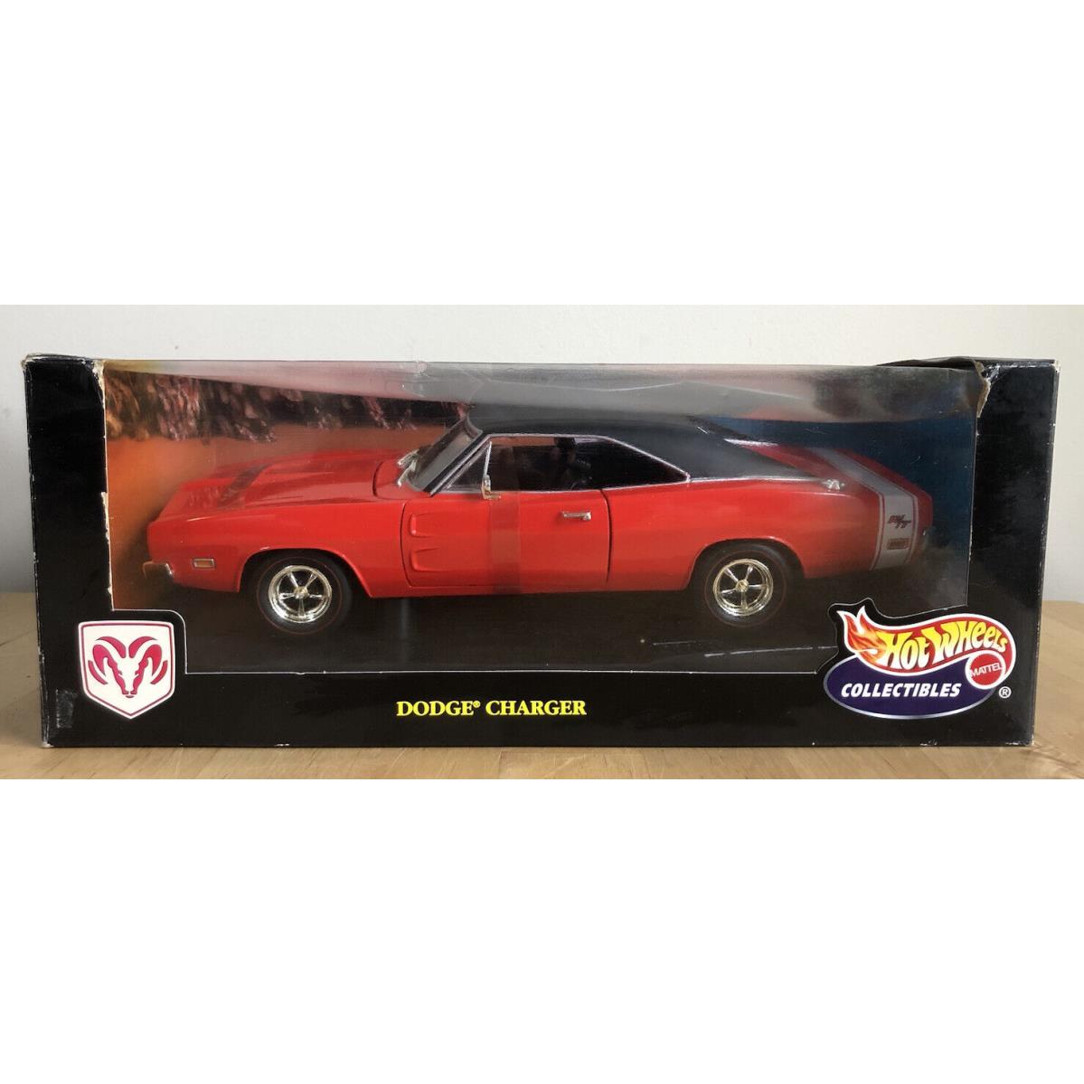 Hot Wheels 1969 Dodge Charger R/t 1:18 Scale Diecast Toy Model Car Red 1/18