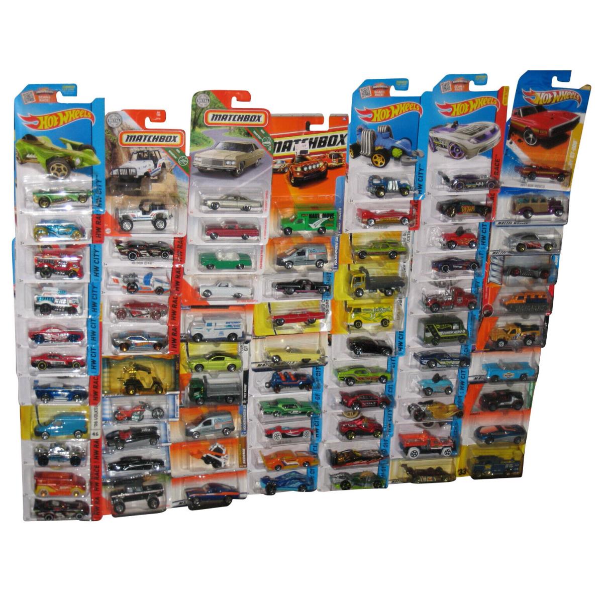 Hot Wheels and Matchbox Mattel Mixed Toy Die Cast Cars - Lot of 73 Cars