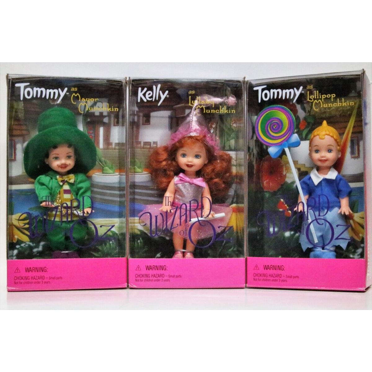 Set of 3 Mattel Wizard of Oz Munchkin Dolls Kelly 2 Tommy 1 Kelly 1999