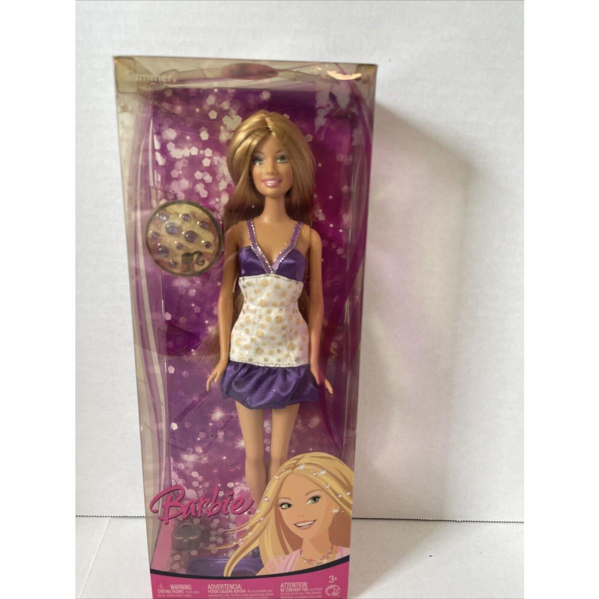 Mattel 2008 Rare Barbie Summer Doll M2997 M2994 Purple Polka Dot Hair Gems