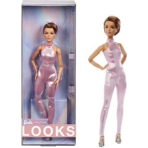 WB Mattel - Barbie Looks: Model 22 with Pixie Cut Sequined Pink Halter Jumpsuit