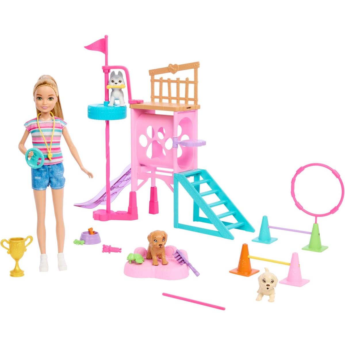 Barbie and Stacie to The Rescue Puppy Obstacle Course with Doll Playset Gift