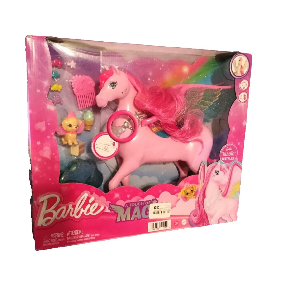 Barbie A Touch of Magic Pegasus Winged Horse and Puppy Toy and Accessories Pink