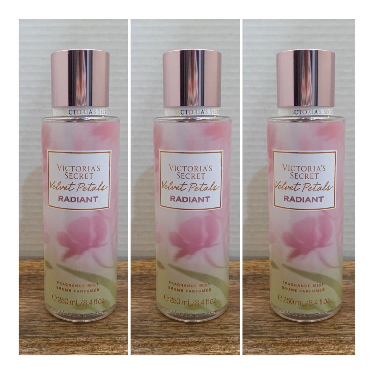 Victoria`s Secret Velvet Petals Radiant Fragrance Mist 8.4 Fl.oz. Lot of 3