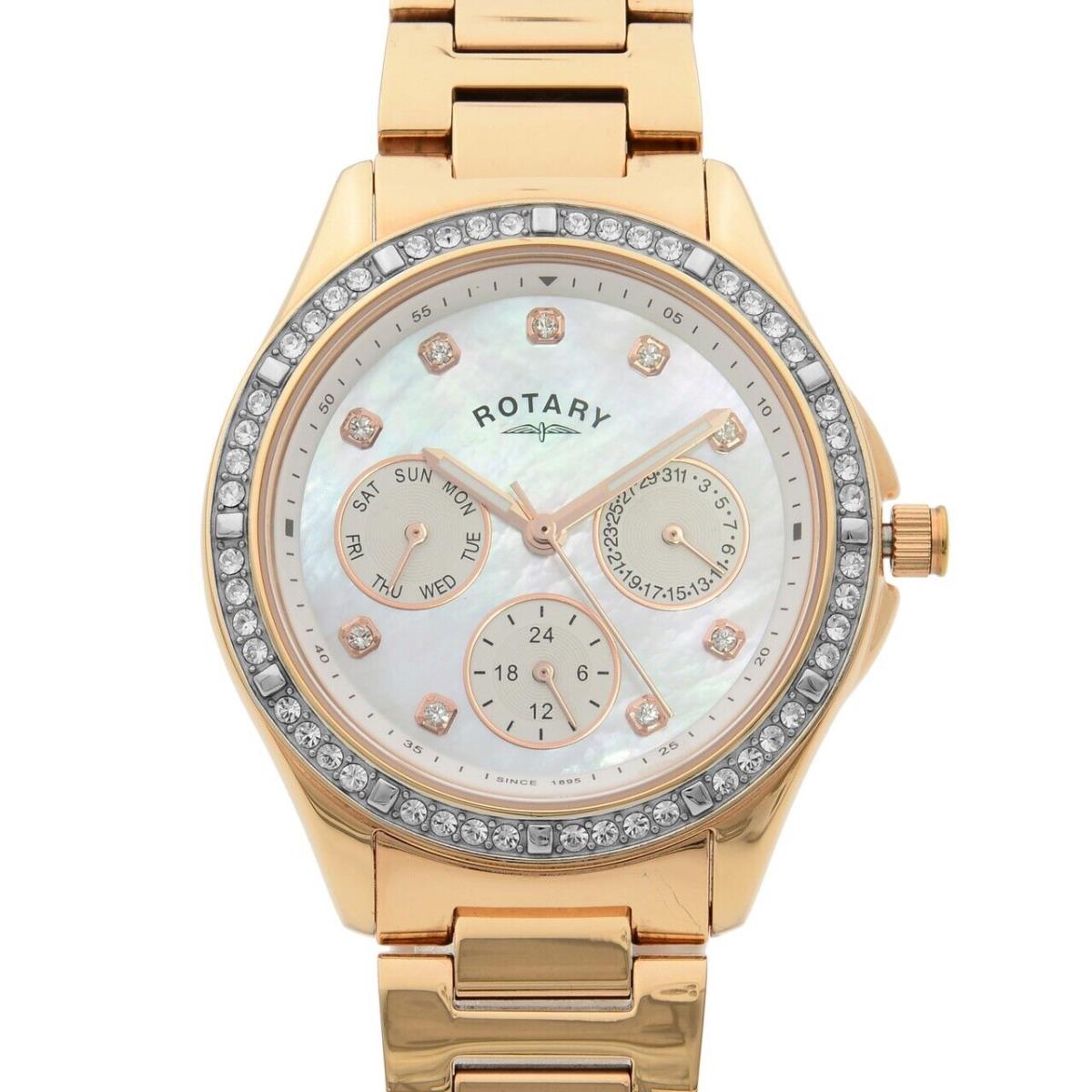 Rotary LB00069/41 Ladies Crystal Accented Rose Gold Tone Watch