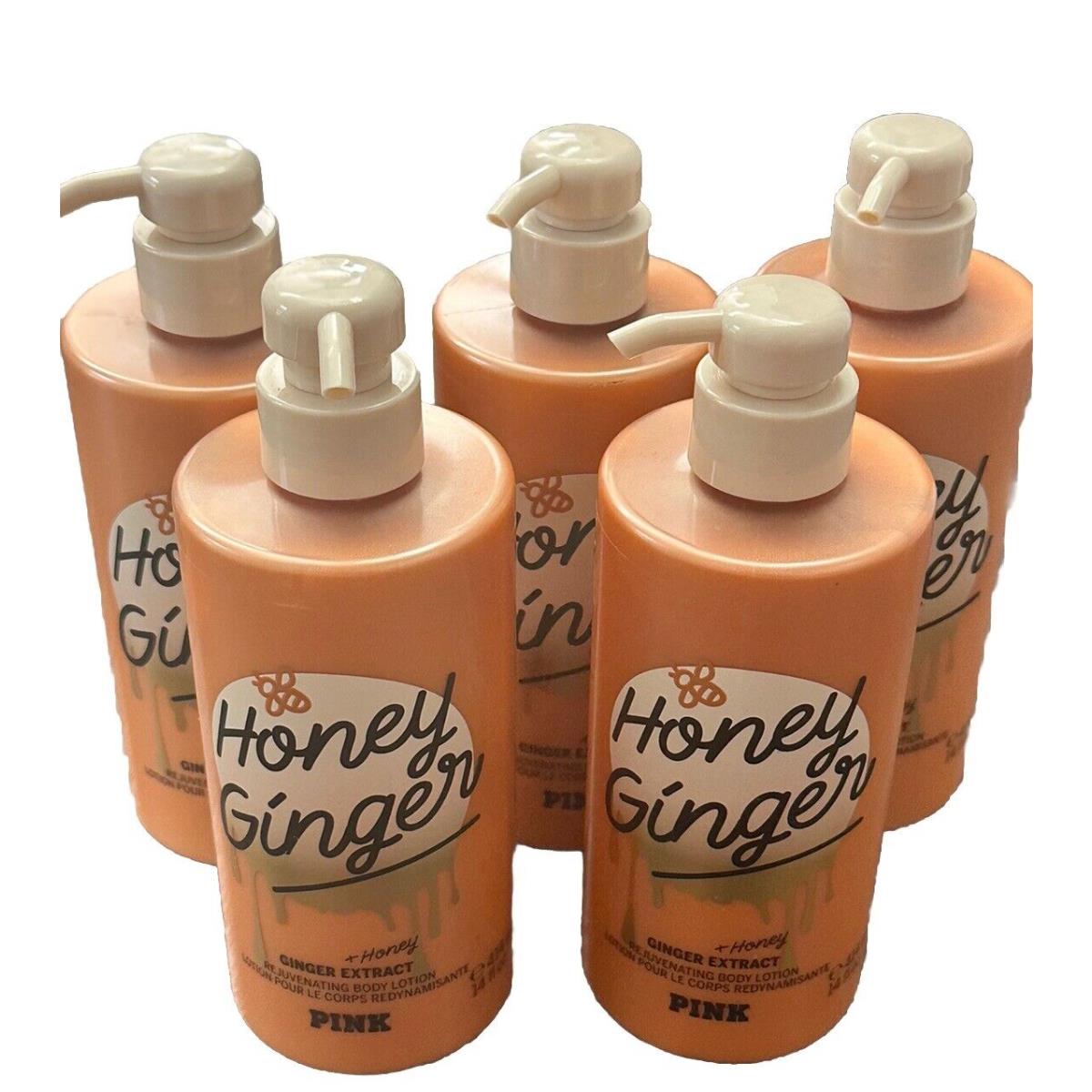 5 Victoria`s Secret Pink Body Lotion Honey Ginger Rejuvenating 14 FL OZ