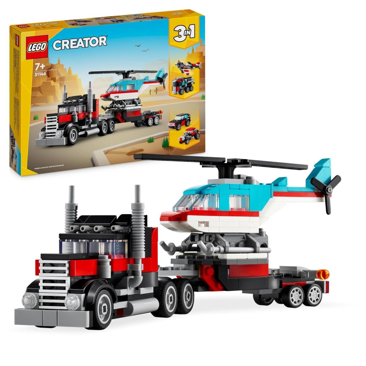 Lego Creator 3in1 Flatbed Truck with Helicopter Toy to Propeller Plane and Fuel