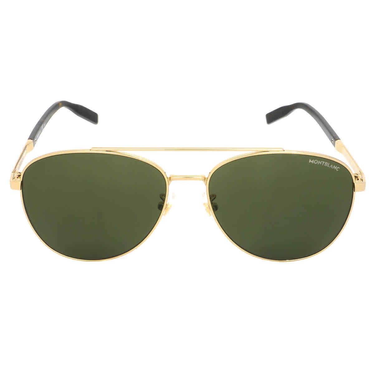 Montblanc Green Pilot Men`s Sunglasses MB0081SK 002 61 MB0081SK 002 61