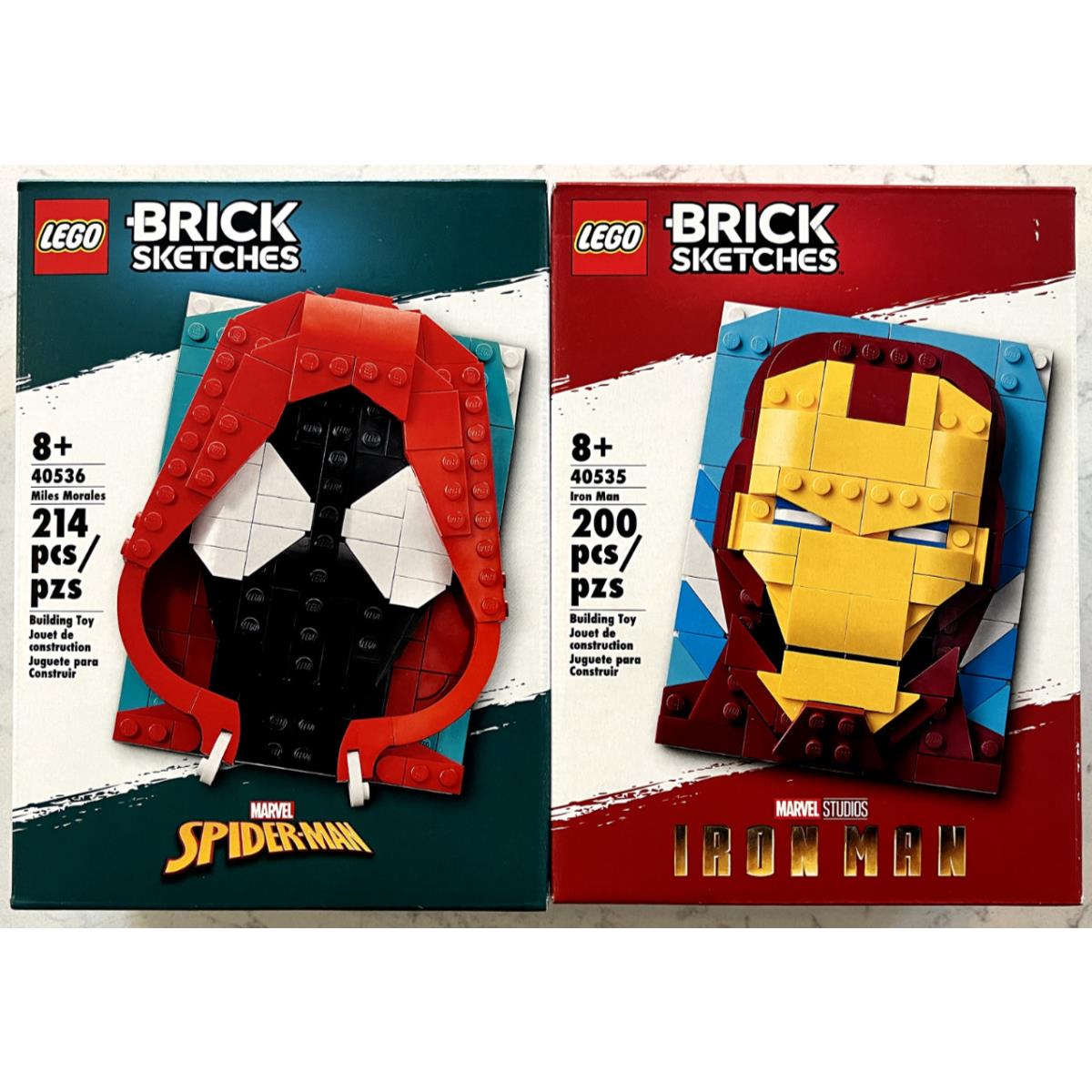 Lego 40535 40536 Miles Morales Iron Man Brick Sketches Retired