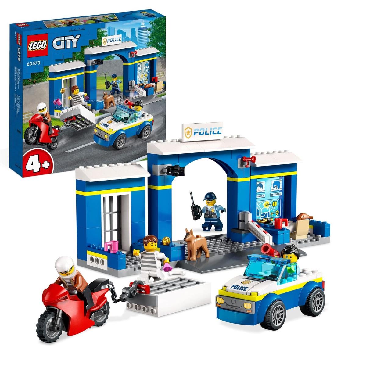 Lego 60370 City Police Station Chase Playset with Car Toy and Motorbike Breakou