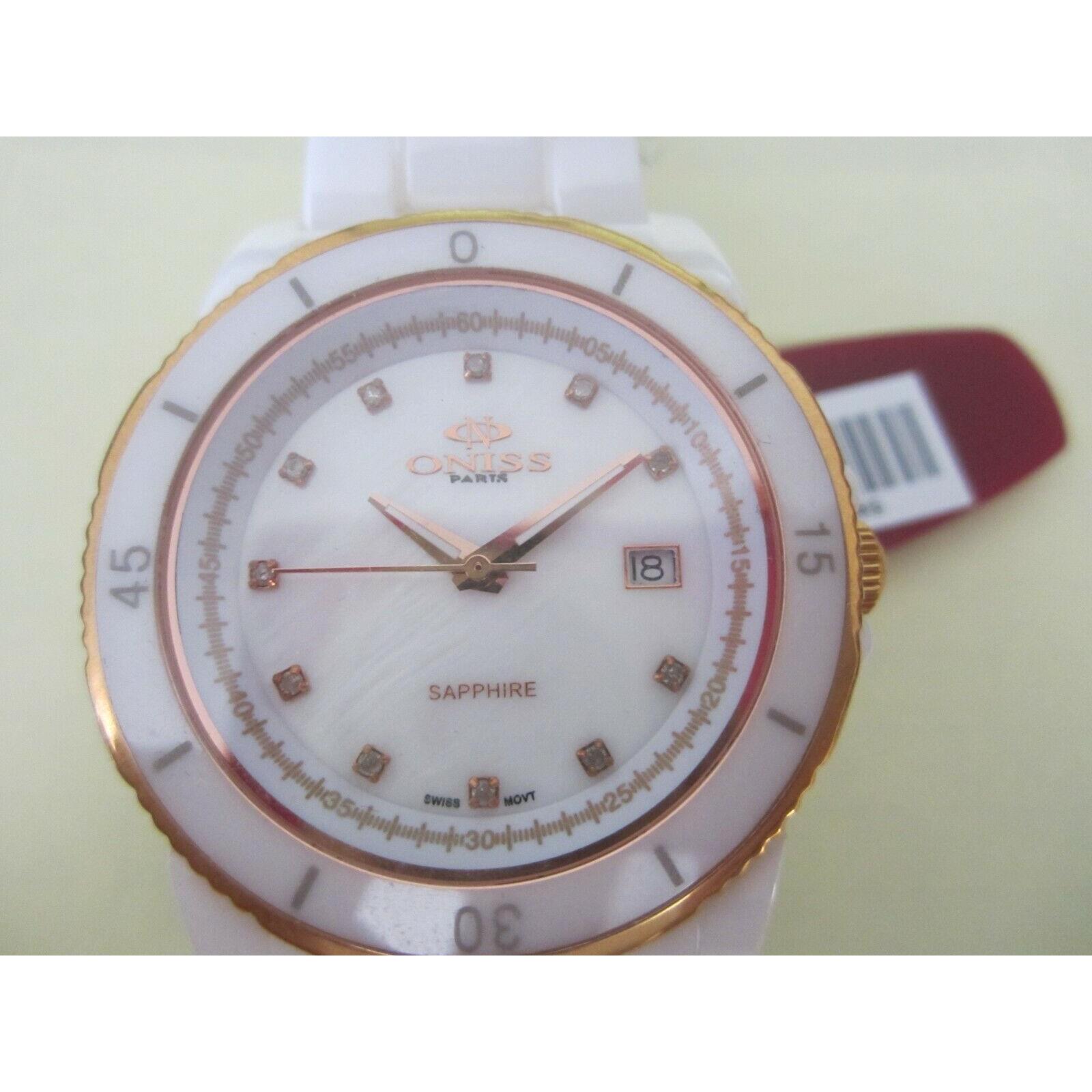 Oniss Lady`s Watch Quartz White Ceramic Sapphire ON7702