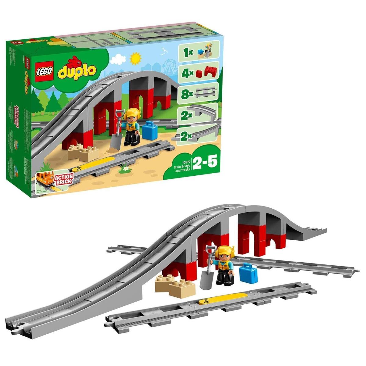 Lego 10872 Duplo Town Train Bridge and Tracks Toy For Kids Building Bricks Set