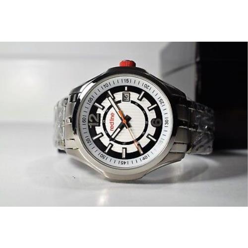 Red Line Men`s Starter Watch Silver Dial Stainless Steel Textured Black Border