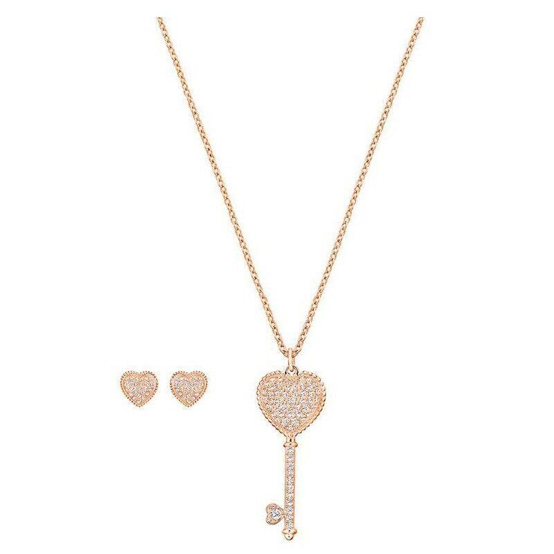 Swarovski Engaged Set Pendant Earrings Heart-shaped Key 5281048