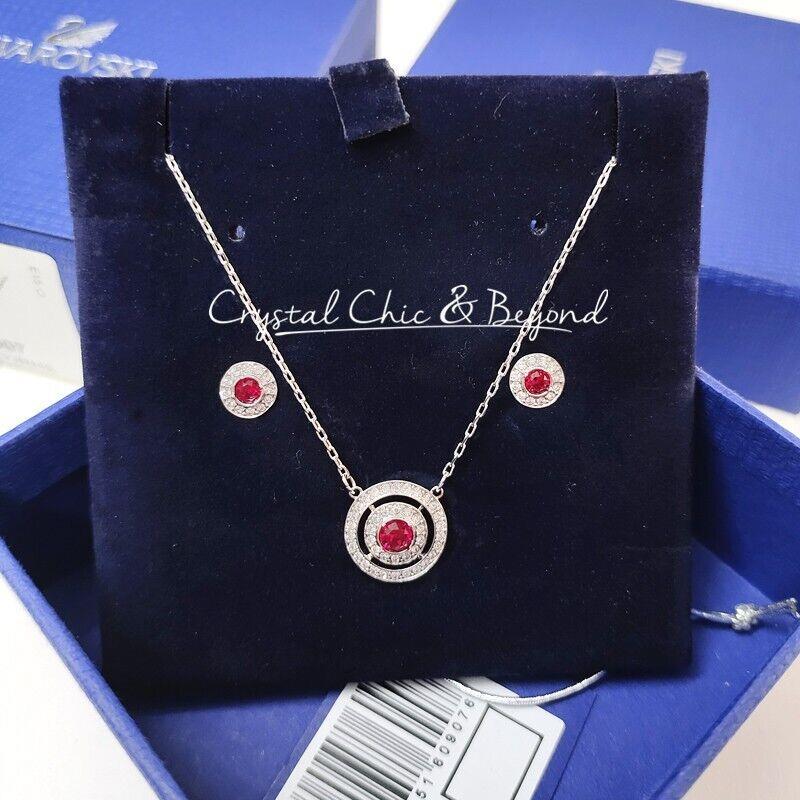 Swarovski Attract Red Light Dual Set Earrings Necklace 5160907