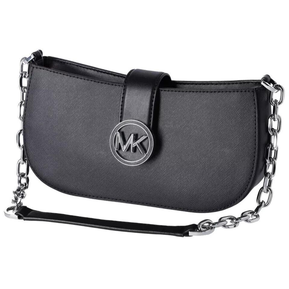 Michael Kors Carmen Small Pouchette Black Shoulder Bag 35H3SNMC0L