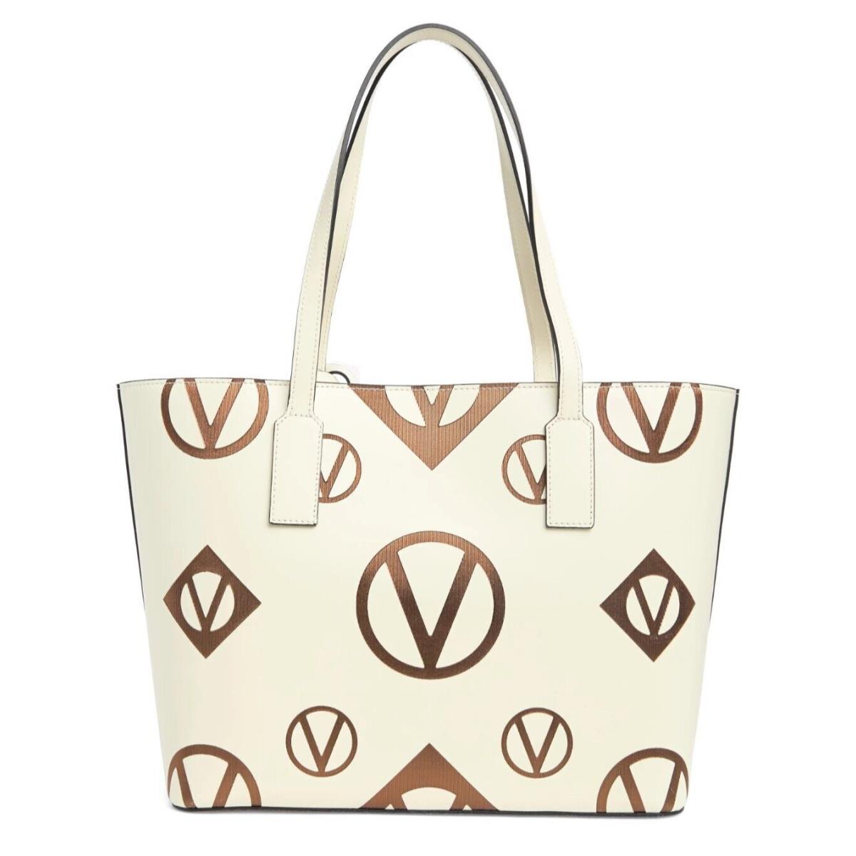 Valentino by Mario Valentino Soho Magnus Monogram Leather Tote Shopper Bag Milk