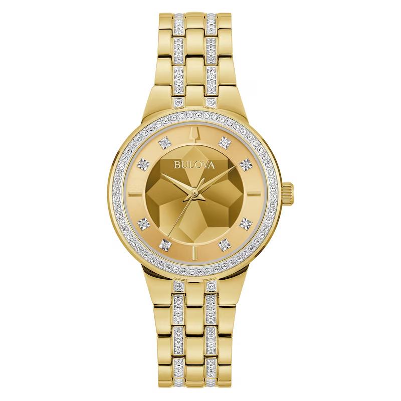 Bulova 97L176 Phantom Gold Tone Stainless Steel 112 Crystals Women`s Watch