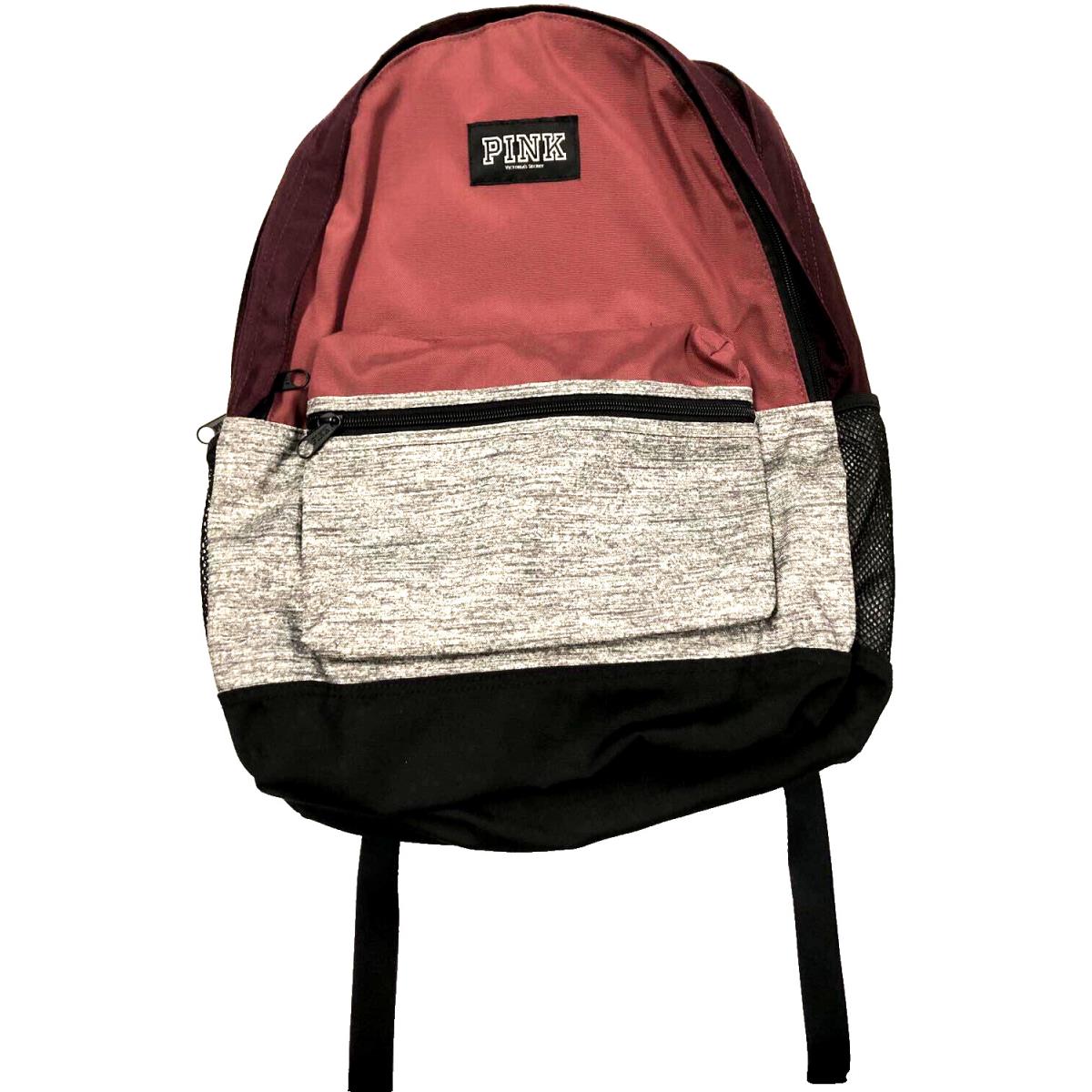 Victoria`s Secret Pink Campus Backpack 2019 Book Bag Colorblock Maroon/gray