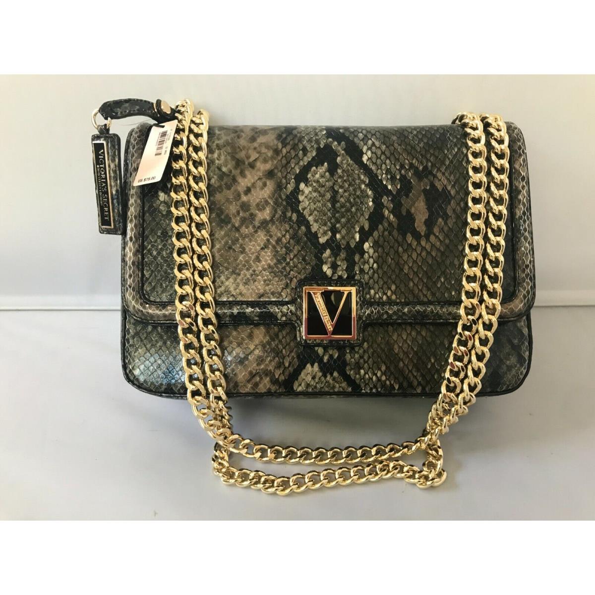 Victoria`s Secret Snakeskin Print Leather Crossbody Satchel Bag Purse 78