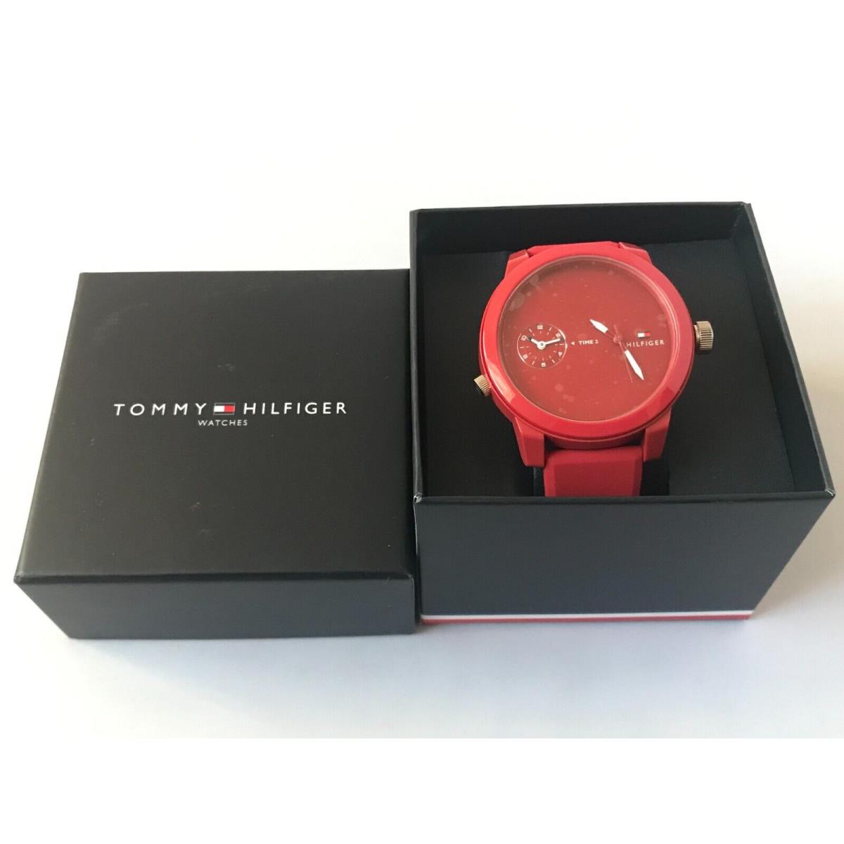 Tommy Hilfiger Sport Red Red Silicone Logo Band Digi-analog Watch 1791323