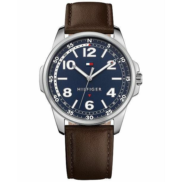 Tommy Hilfiger Men`s Analog Stainless Steel Brown Leather Watch 1791375