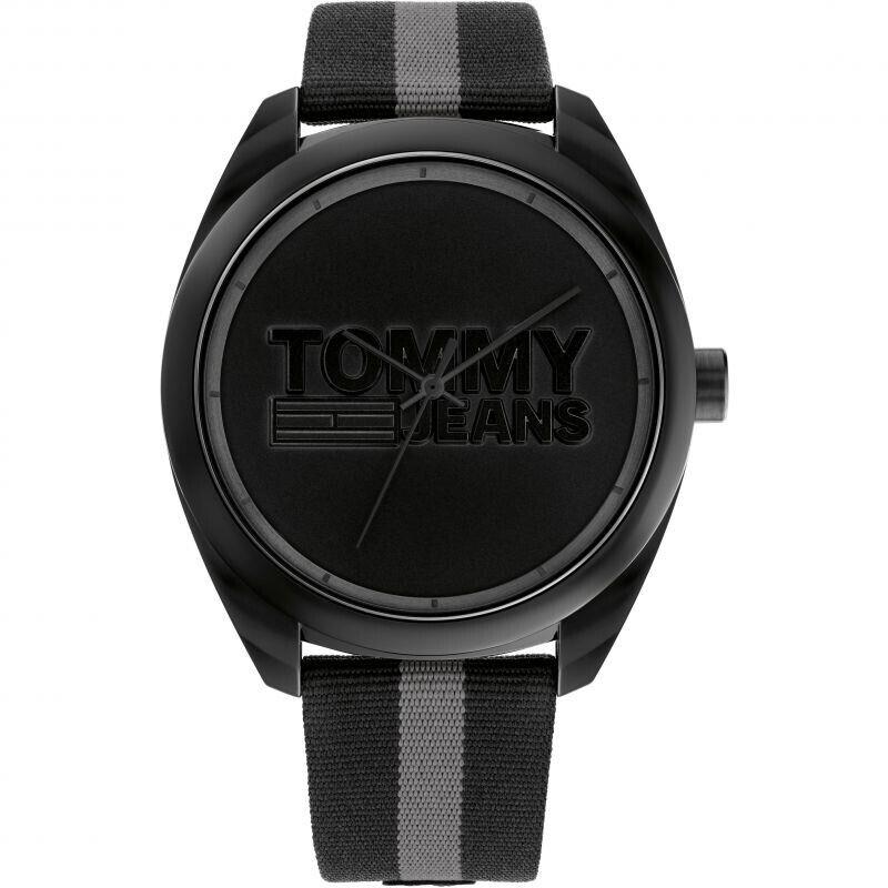 Tommy Hilfiger Tommy Jeans Men`s San Diego Black Dial Watch - Band: Black, Gray