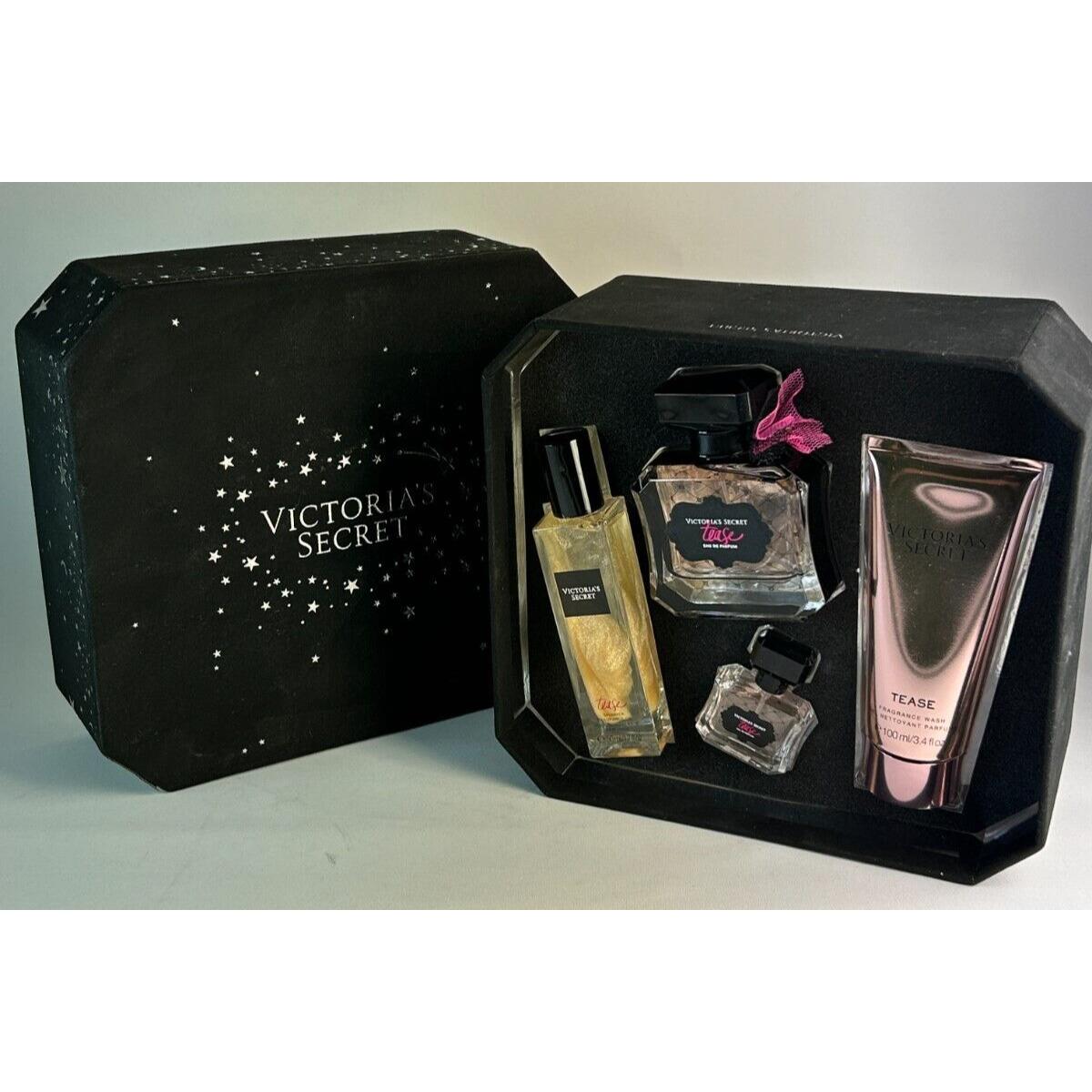 Victoria`s Secret Tease 4 Piece Gift Set Fragrance Oil Perfume Wash Shimmer