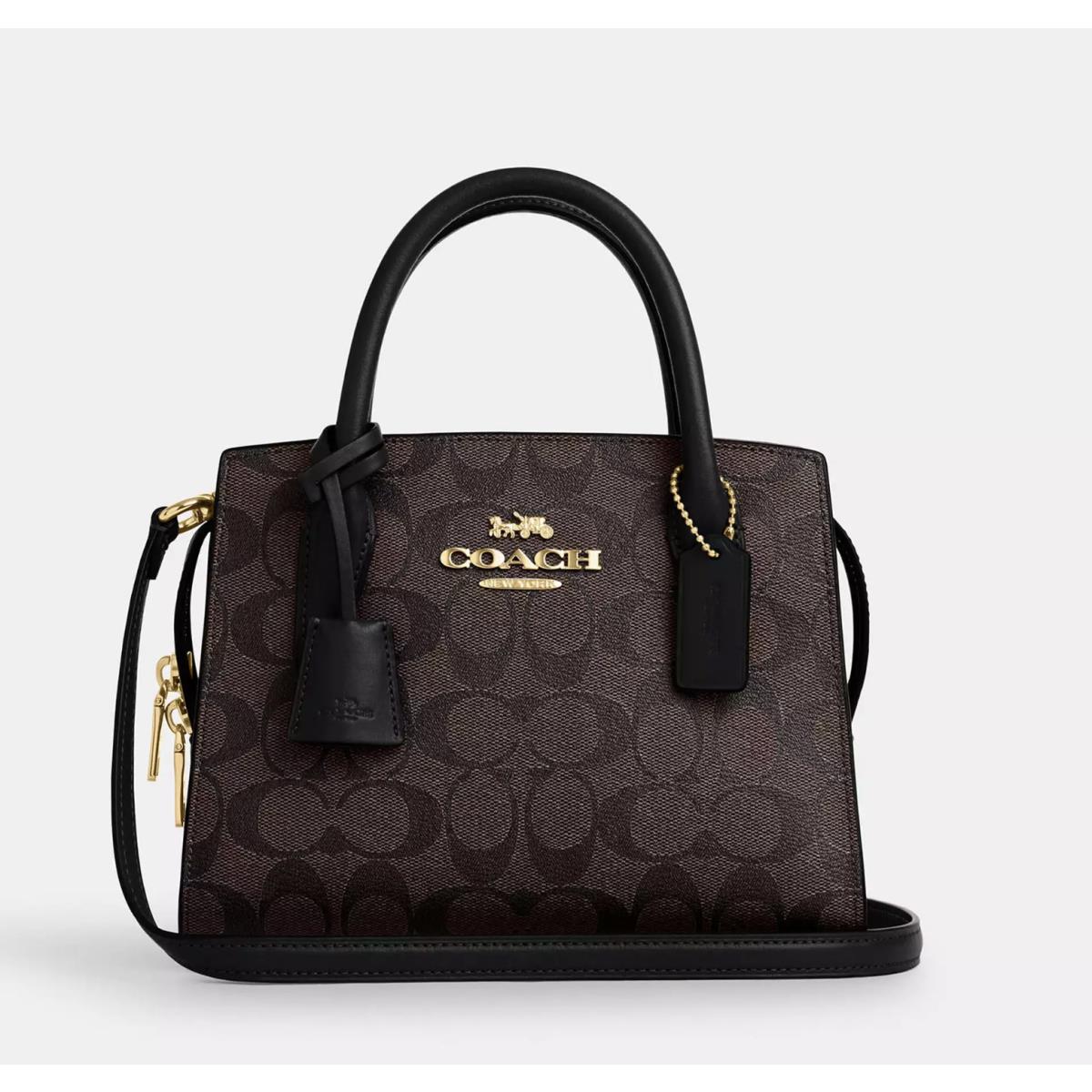 Coach Andrea Carryall Bag In Signature Jacquard/ Canvas CP081/CR105/CT766 CP083 Gold/Black brown