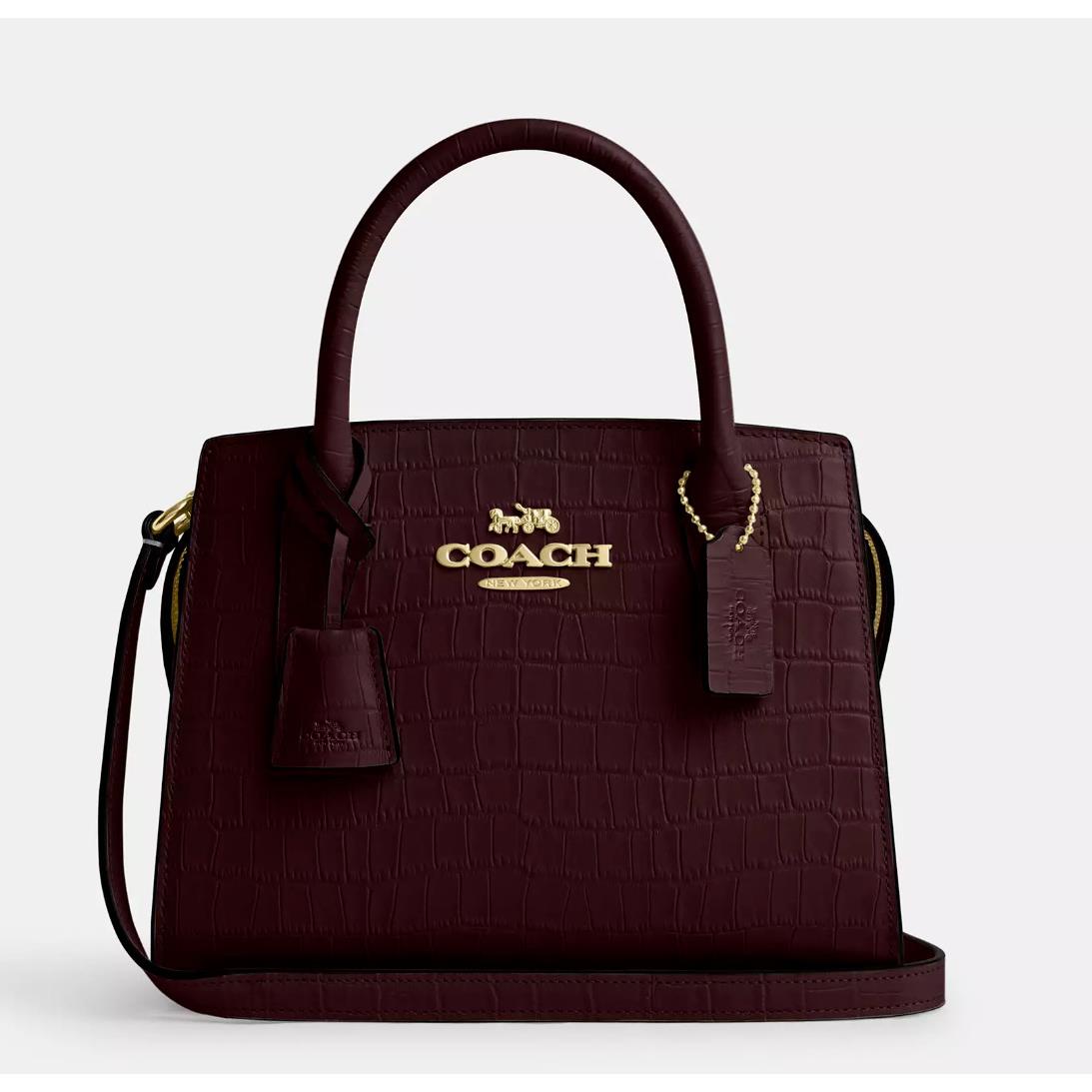 Coach Andrea Carryall Bag In Signature Jacquard/ Canvas CP081/CR105/CT766 CR105 Gold/Merlot