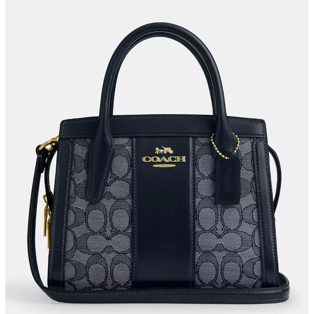 Coach Andrea Carryall Bag In Signature Jacquard/ Canvas CP081/CR105/CT766 CT766 Gold/Navy/Midnight Navy