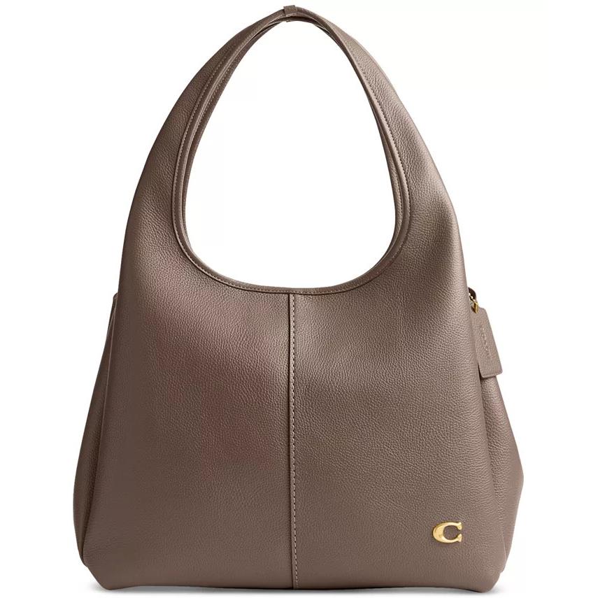 Coach Lana Polished Pebble Leather Shoulder Bag Stone