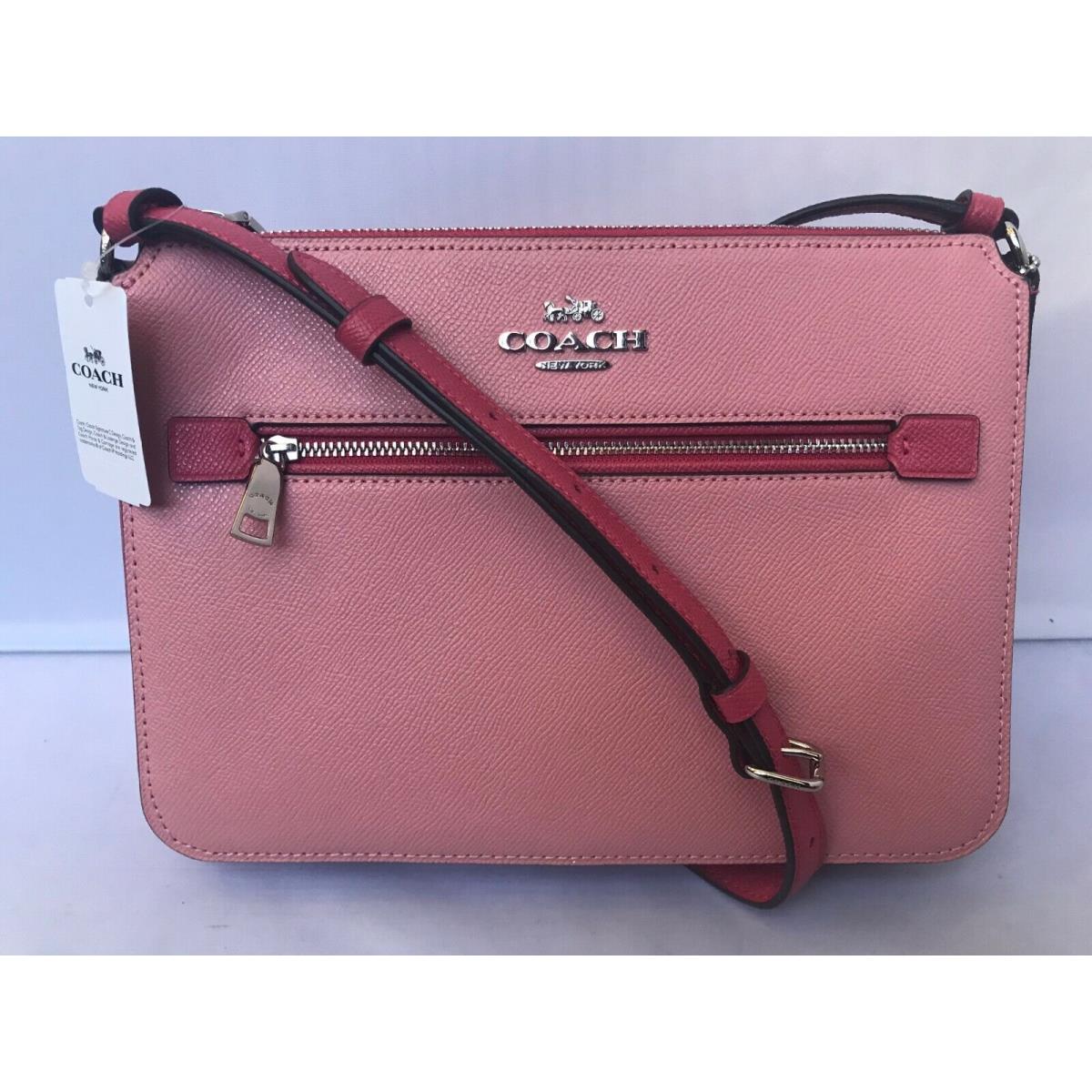 Coach 91149 Gallery File Bag Colorblock Crossgrain Leather Light Blush Multi