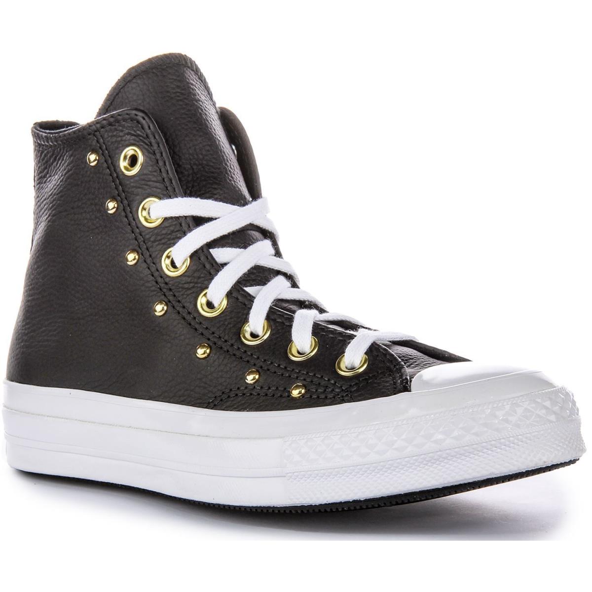 Converse A06809C Chuck 70 Hi Studded Leather Womens Trainer Black Gold US 5 - 11