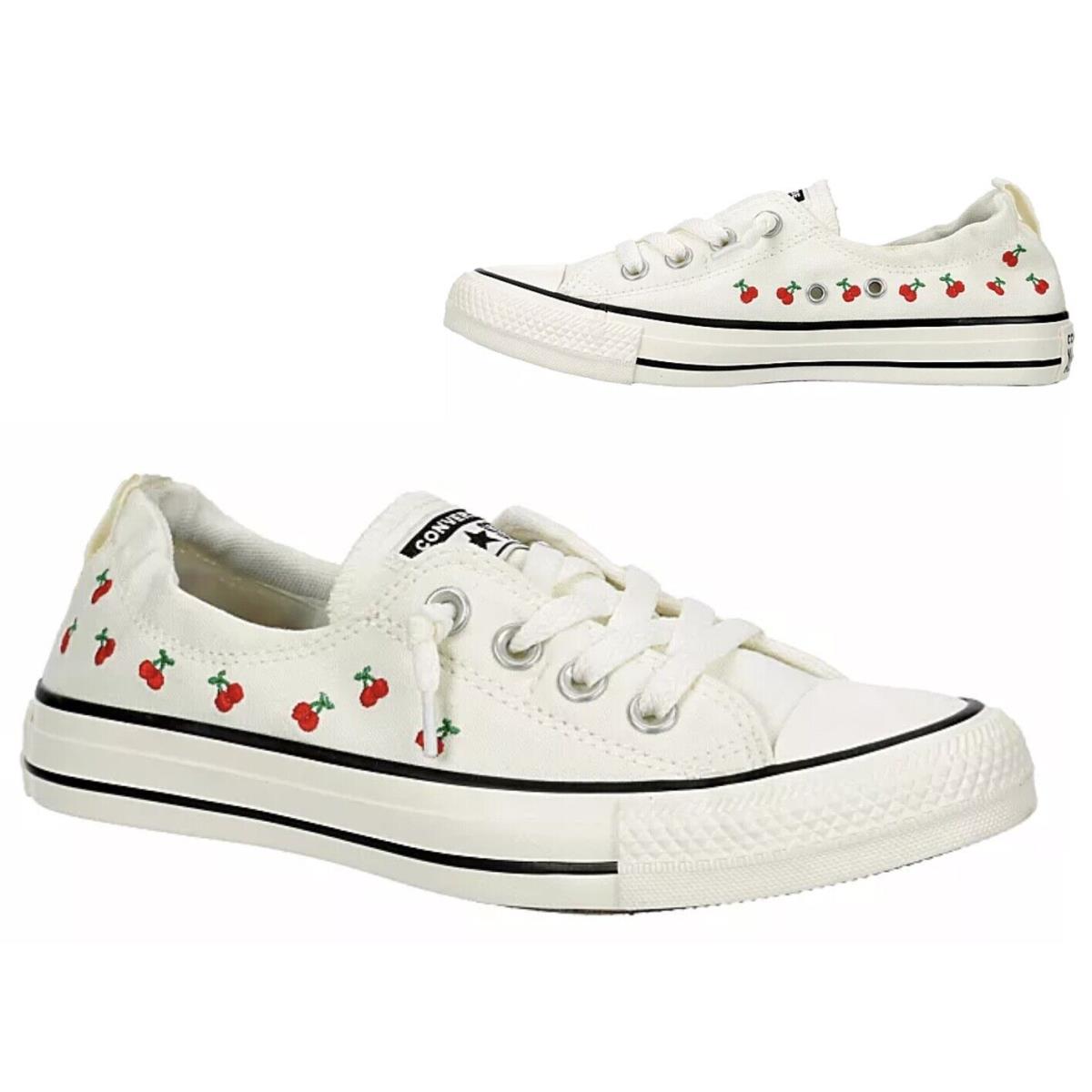 Converse Slip On Cherries Athletic Sneakers Shoes Women`s White All Sizes