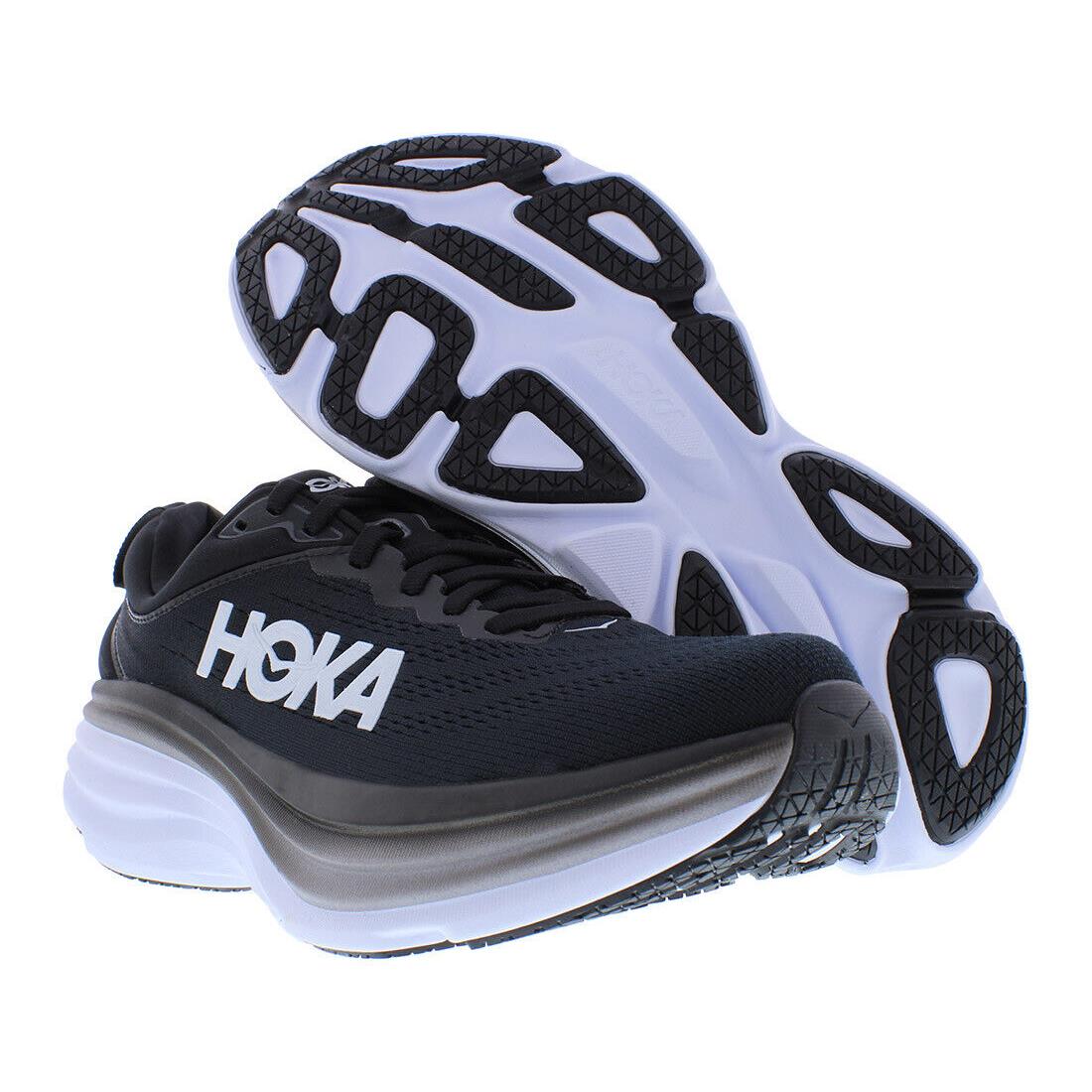 Hoka One One Bondi 8 Womens Shoes - Black/White, Main: Black