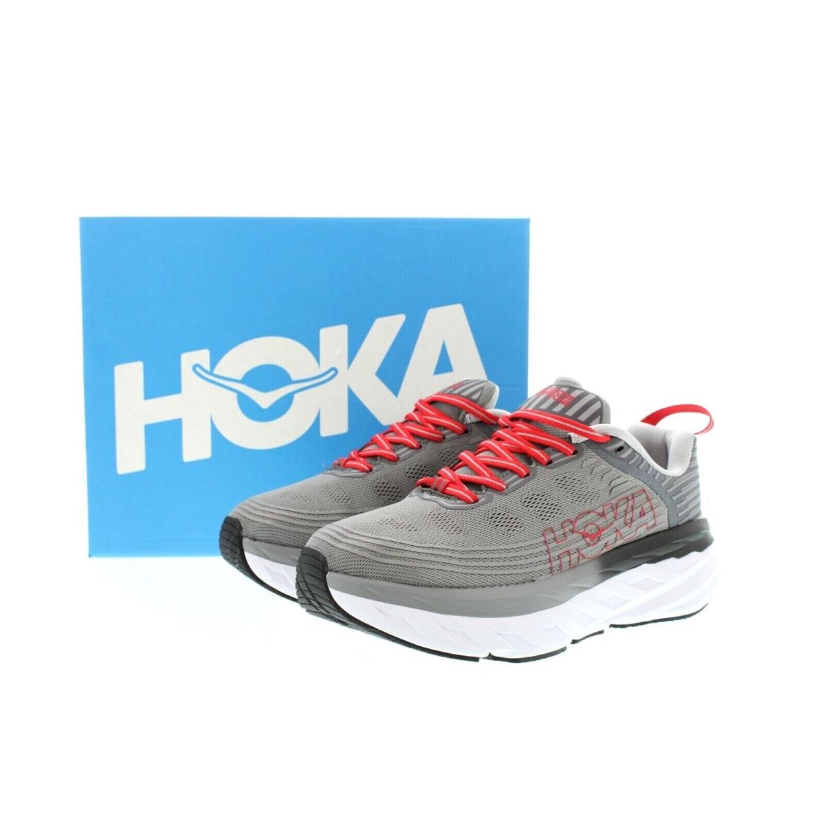 Hoka Bondi 6 Running Shoes Hoka One Men`s Low Top Cushioned Sneakers 1019269 Usa Alloy Steel Grey - ASGY