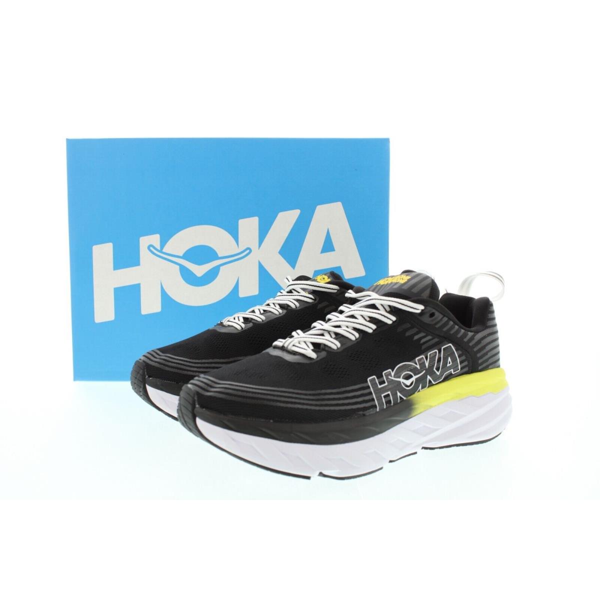 Hoka Bondi 6 Running Shoes Hoka One Men`s Low Top Cushioned Sneakers 1019269 Usa Black Yellow - BOPV