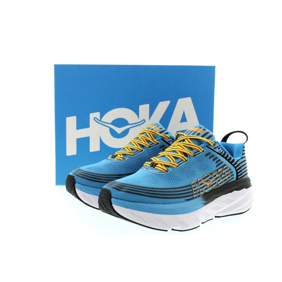 Hoka Bondi 6 Running Shoes Hoka One Men`s Low Top Cushioned Sneakers 1019269 Usa Dresden Blue - DBBC