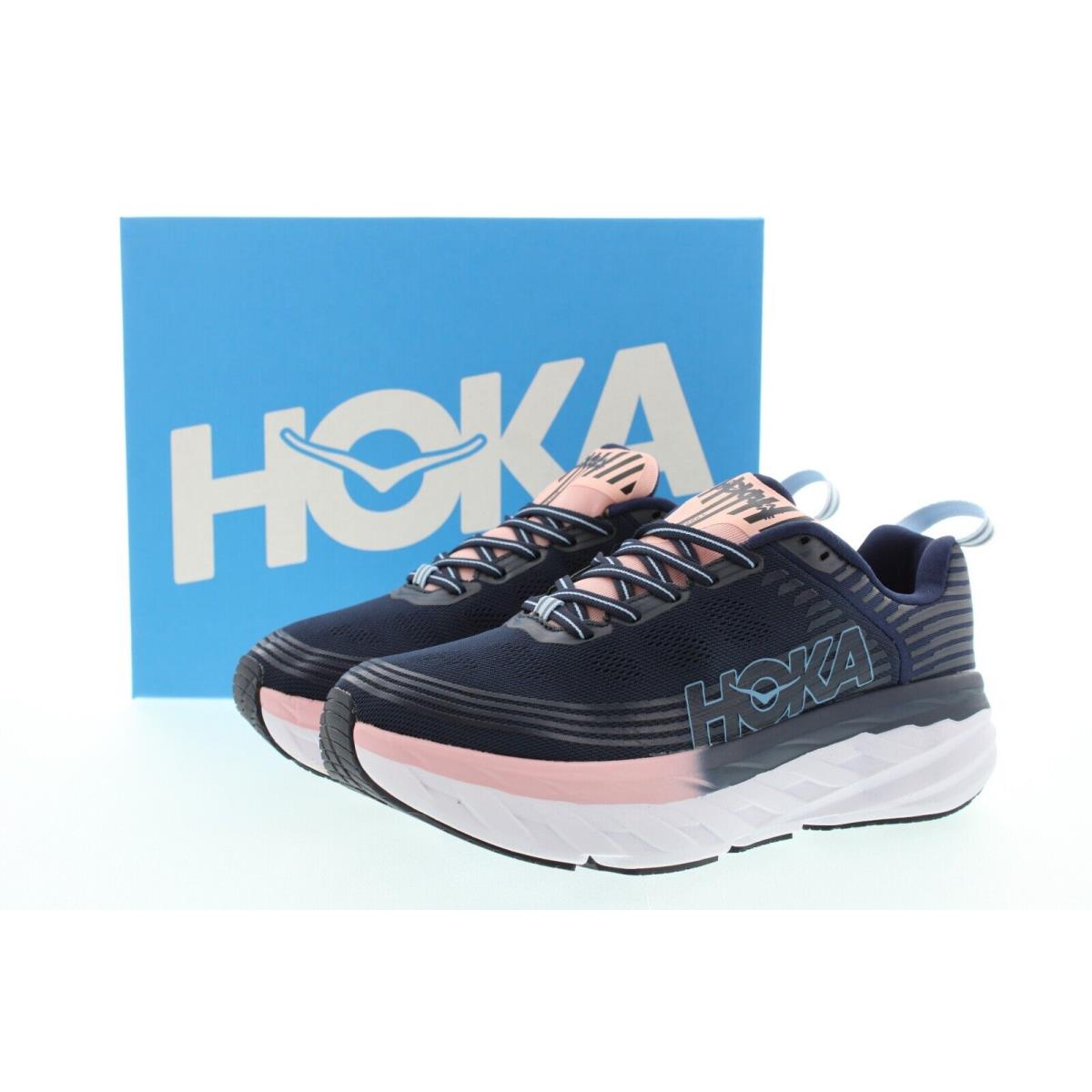 Hoka Bondi 6 Running Shoes Hoka One Men`s Low Top Cushioned Sneakers 1019269 Usa Midnight Pink - MIDP