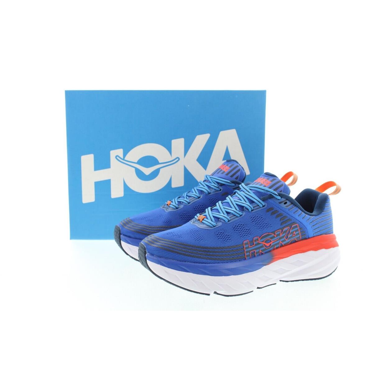 Hoka Bondi 6 Running Shoes Hoka One Men`s Low Top Cushioned Sneakers 1019269 Usa Red White Blue - IBMB