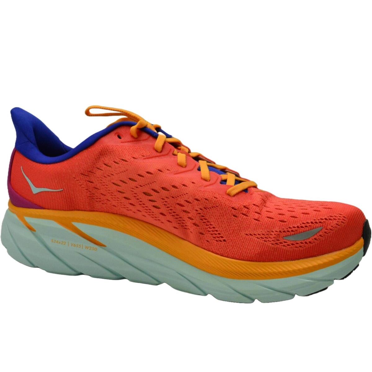 Hoka One One Clifton 8 Men`s Fiesta Orange Purple US 12.5 D - Orange