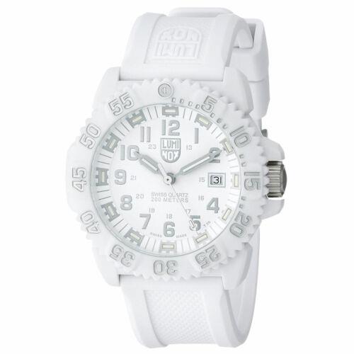 Luminox Men`s Watch Navy Seal Colormark Dive White Dial Silicone Strap 3057.WO - Face: White, Dial: White, Band: White