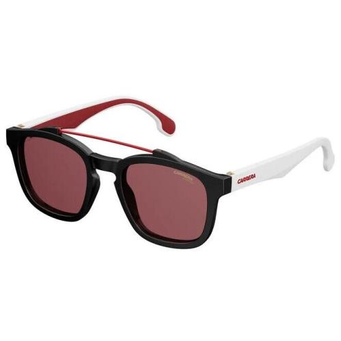 Carrera Square Double Bridge Black Burgandy Sunglasses Lenses 1011/S 8074S