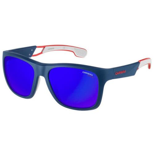 Carrera Matt Blue Red White Rectangular Sunglasses Mirrored Lenses 4007/S Rct Z0