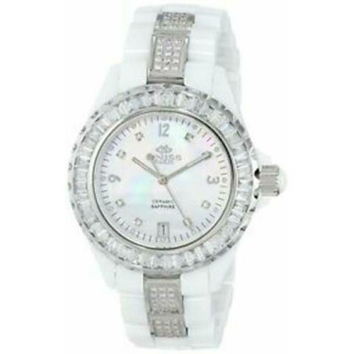 Oniss Women`s ON8890-L/WT Princess Swiss Collection White Ceramic Crystal Watch